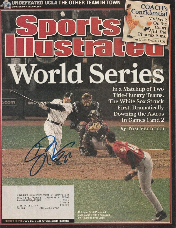 Revista Scott Podsednik autografada Sports Illustrated completa 31/10/05 - Imagem 1 de 1