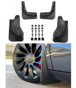 Tesla Model Y Mud Flaps Splash Guards Winter Vehicle Protection No Holes 4 Pcs - Picture 1 of 10