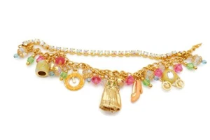 Disney Madeline Beth Charm Bracelet Gold Tone Crystal Cinderella 7.5" - Picture 1 of 9