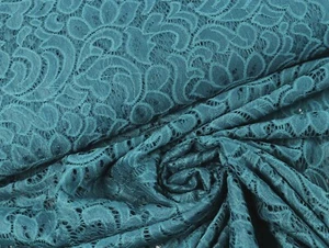 LACE elastic fabric lace fabric flower bow jade green EUR 10.98/m - Picture 1 of 2