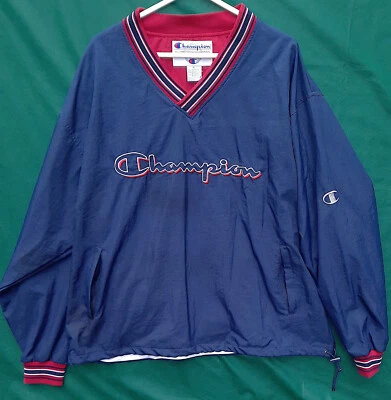 Champion® Script Logo Jersey Azul Talla XL Peso Pesado Chaqueta Cortavientos Foto 1 de 4