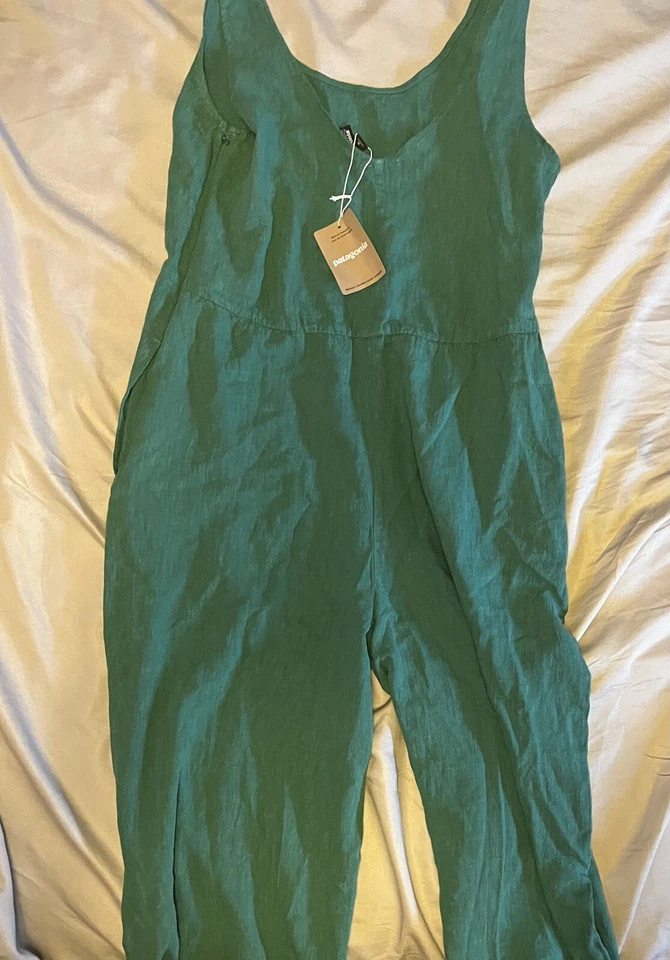 Patagonia Hemp Garden Island Wide Leg Jumpsuit Romper Green 75015 Boho Granola - Image 1 of 1