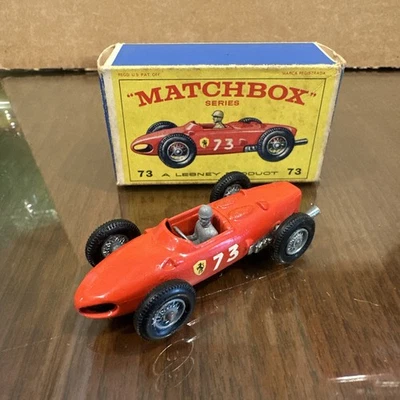 Matchbox Lesney Regular Wheels #73 Ferrari Racer- GREY driver, E TYPE box A94 - Image 1 of 4