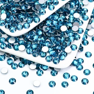 Gemas redondas de diamantes de imitación de cristal con respaldo plano, circón azul (2,7-2,8 mm) SS10/1440 piezas - Imagen 1 de 10