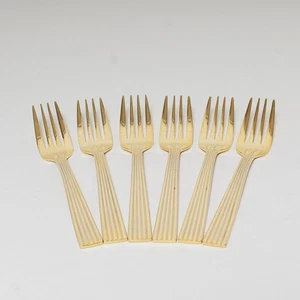 1847 Rogers Bros Gold Plated Salad Dessert Forks Tableware Flatware 6 Piece - Picture 1 of 6