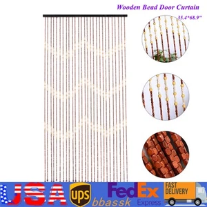 Bamboo Bead Curtain String Door Curtains Beaded Wooden Curtain fit for Doorway - Picture 1 of 11