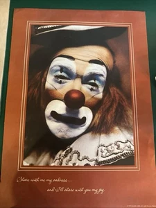 1979 Hallmark Cards Lithograph Poster Happy/Sad Clown “Share With Me My Sadness” - Picture 1 of 5