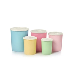 Tupperware NEW Servalier Stackable Canister Set with Lids 10-Pc Pastel - Picture 1 of 7