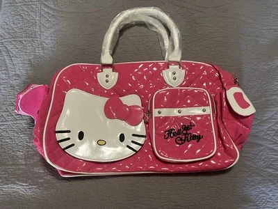 Bolso de Mano Hello Kitty Kawaii Cosido con Arco Brillante Gatito Bolso de Lona Maleta NUEVO Foto 1 de 4