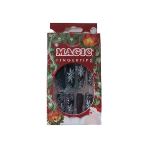 Uñas Artificiales Negras Navidad 24 Piezas Largas - Imagen 1 de 2