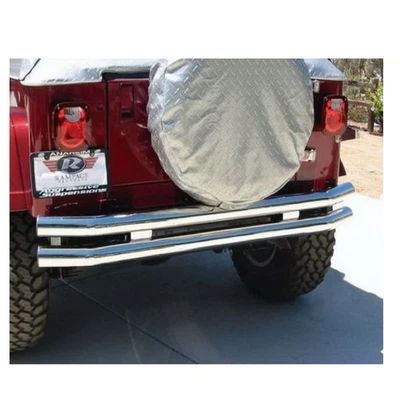 Rampage 8448 Stainless Rear Tube Bumper w/ Hitch Receiver for 97-06 Wrangler TJ — 第 1/3 张图片