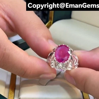 Anillo Rubí Rojo África Natural Plata 925 - Joyería Regalo Navidad - Anillo Rubí Hecho a Mano Foto 1 de 4