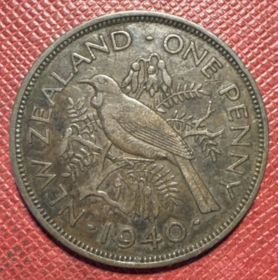 New Zealand 1940 Bronze 1 Penny. George VI. WWII Era. Obv Spot. KM# 13 - Image 1 of 2