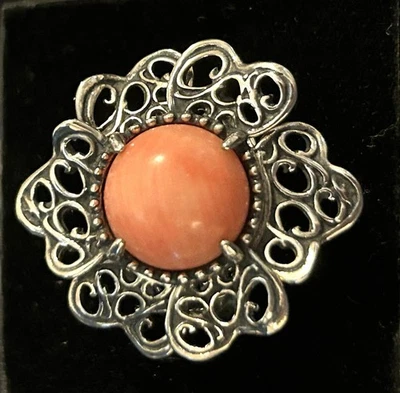 Carolyn Pollack Sterling Silver and Angel Skin Coral Floral Ring - Image 1 of 4