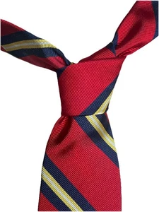 Cravatta vintage Lauren Ralph Lauren REPP a righe rosso blu oro made in Italy lusso - Foto 1 di 14