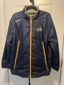Nashville Predators Jacket Mens Large Blue Yellow NHL Hockey Center Ice Reebok - Picture 1 of 7