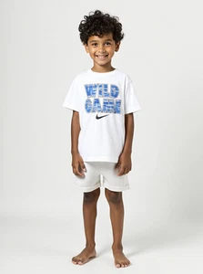 Nike Boys Short Sleeve Shirt Tee T-Shirt White Wild Game Dri-Fit 7 NWT - Picture 1 of 5
