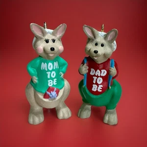 2 Hallmark Keepsake Ornaments Mom To Be Dad To Be Kangaroo Vtg Christmas 1991 - Picture 1 of 5