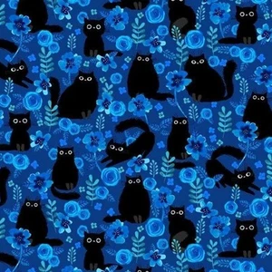 Tessuto Feline Drive MEOW Inchiostro Nero Gatti Studio E - Quarto Grasso (18"x22") FQ - Foto 1 di 9
