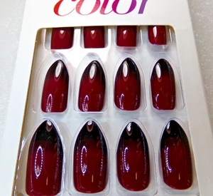 KISS NAILS GLUE ON LONG - Shiny Red & Black Ombre Almond - Bild 1 von 3