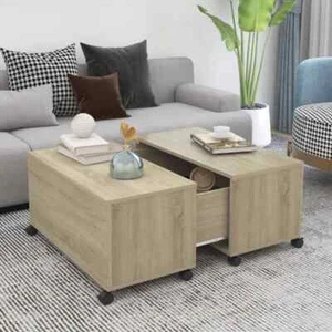 Wooden Coffee Table Sonoma Oak 75x75x38cm Modern Sofa Lounge Side Lamp Storage - Picture 1 of 9