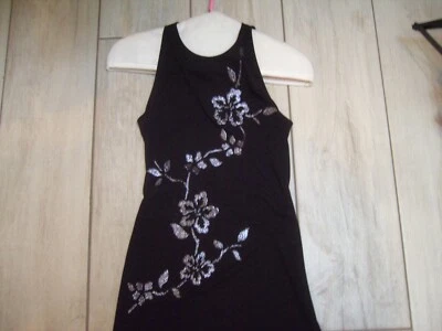 Roberta Small Floor Length Dress Sleeveless Open Back Silver Floral Accents - Image 1 of 4