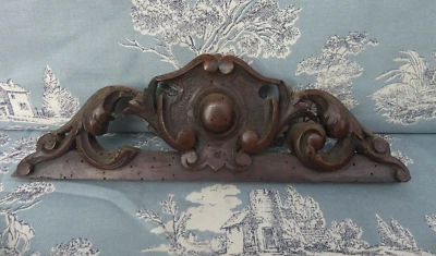 Ancien petit Fronton d'Armoire Shabby Chic Blason Décoration porte , french anti - Photo 1/4