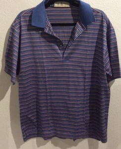 Fairway & Greene Mens Blue/Red/Wht Striped MM Polo Shirt - Picture 1 of 7