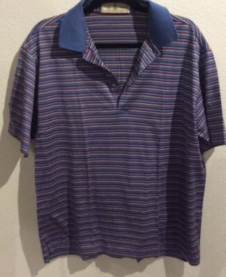 Camisa polo Fairway & Greene para hombre azul/rojo/blanco a rayas MM  Foto 1 de 4