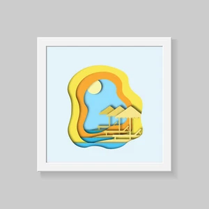 Strand Wandbild, Lagenlook 3D Effekt Druck Poster, Strand Thema Wanddruck - Bild 1 von 16