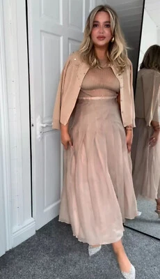 ZARA ORGANZA SAIA MIDI PREGAS ROSA PÁLIDO NOVA SS24 TAMANHOS S M L REF. 3920/058 - Imagem 1 de 3