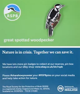 RSPB Pin Badge NIIC Great Spotted Woodpecker P03135 - Picture 1 of 1