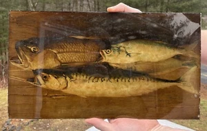 RARE Antique Victorian Flue Cover Fish Trade Advertise Nautical Glass Lithograph - Picture 1 of 17