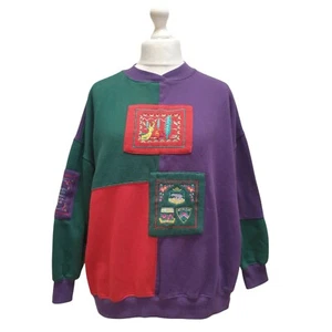 Vintage 80s Oversized Sweatshirt World Of Worn Purple Nature Women's uk XL 16-18 - Picture 1 of 4