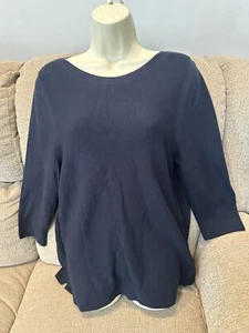 Talbots Women's XL Navy Blue Basic Pullover Lightweight Sweater - Picture 1 of 2