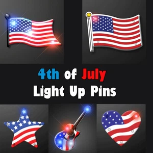 4th Of July Leuchtende LED Blinkende Körper Licht Pins Schmuck - 12 Stck. - Bild 1 von 7