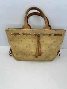 Dooney & Bourke Signature Logo Vintage Y2K Tassel Tote Satchel Yellow Woven - Picture 1 of 13