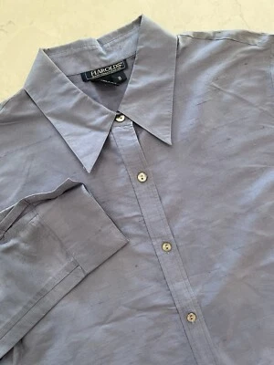 Blusa Top Harold's Mujer Talla 8 Seda Mangas Largas Botones Lila Brillo Foto 1 de 4