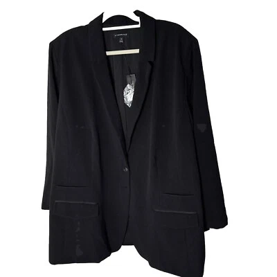 Lane Bryant Blazer Womens 28 Black Single Breasted Notch Lapel Modernist Jacket - Image 1 of 4