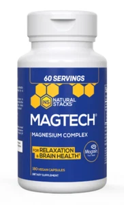 Natural Stacks - MagTech Magnesium Complex 180 Caps Magtein, Brain, Relaxation - Picture 1 of 3
