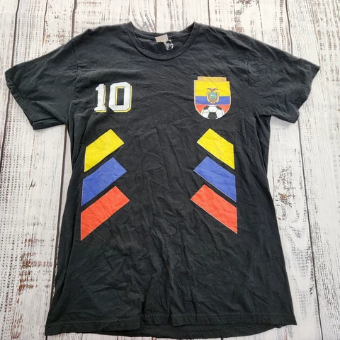 Ecuador Soccer Team Black Short Sleeve Cotton T-Shirt Men's L (bin39) Cover