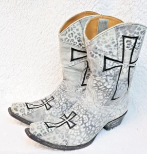 Old Gringo Leopardito Suede Leather Templar Cross Cowboy Western Boots Size 8 - Picture 1 of 13