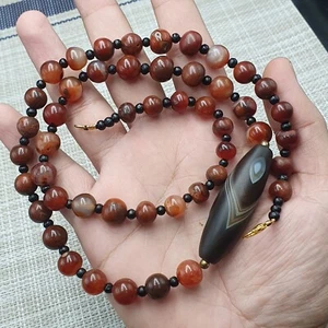 Stunning Natural Himalayan Eye Suliemani Agate & Carnelian Agate Beads Necklace - Picture 1 of 24