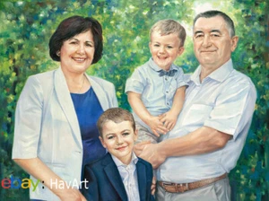 Family Painting Custom Oil Portrait Painting from Photo 100% handpainted oil art - Picture 1 of 15