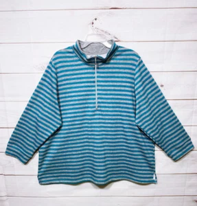 Blair Sweater Size 3XL Gray & Blue Striped 1/2 Zip Long Sleeve Pullover - Picture 1 of 6