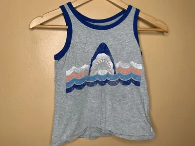 Boys Gap Kids Size Small Tank Top Crew Neck Grey Blue Sleeveless Shark - Image 1 of 4