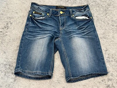 Rocawear Jean Shorts Womens 7 Blue Denim Stretch Dark Wash Casual Embroidered - Image 1 of 4