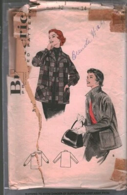 7044 Vintage Butterick SEWING Pattern Misses 1950s Man Tailored Box Jacket 14 - Image 1 of 2