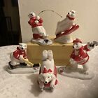 5 Lot Coca Cola Coke Polar Bear Ceramic Figurines 1995