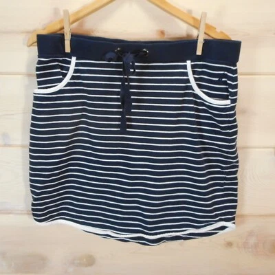 Falda Nautica Talla L Rayas Cordón Azul Marino Blanco Bolsillos Cintura Elástica Foto 1 de 4